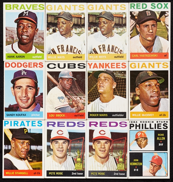1964 Topps Baseball Partial Set With Duplication, 50-Plus HOFers, Rookies (900-Plus)