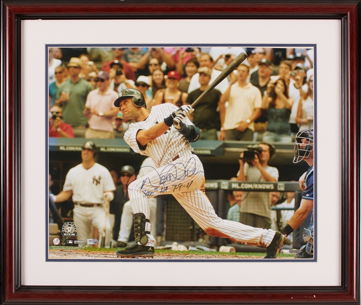 Derek Jeter Signed 3000th Hit Swing 16x20 Photo 3000th Hit 7-9-11 (MLB) (Steiner)