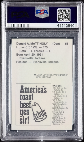 1981 Nashville Sounds Don Mattingly Team Issue PSA 10