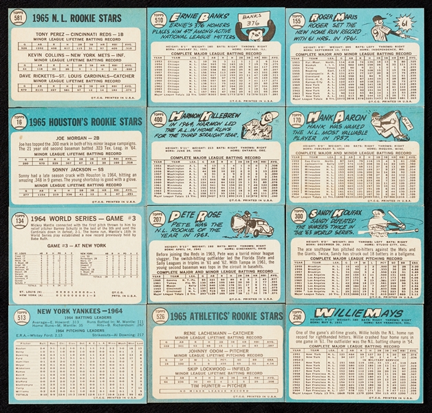 1965 Topps Baseball Near Set, 24 Slabs, Extra HOFers, PSA 8 Clemente and Kaline (598)