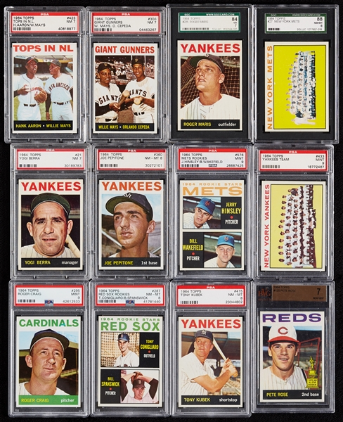 1964 Topps Baseball Partial Set, 21 Slabs, HOFers, Rookies and Specials (285)