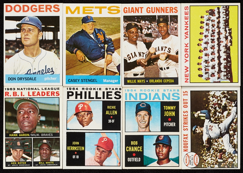 1964 Topps Baseball Partial Set, 21 Slabs, HOFers, Rookies and Specials (285)