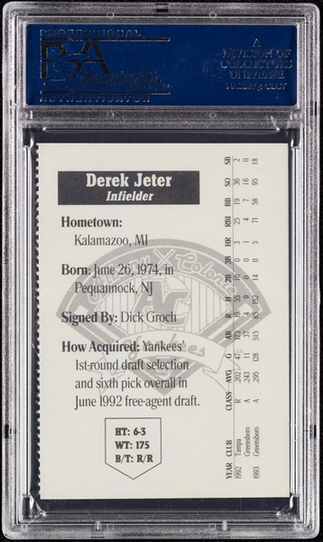 1994 Albany-Colonie Derek Jeter Yankees Yearbook PSA 10