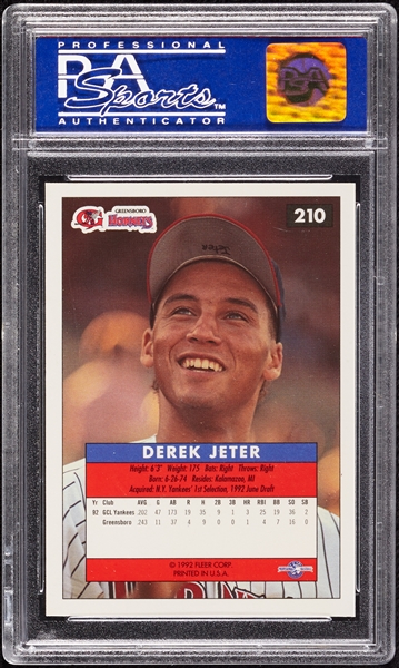 1992 Fleer Excel Derek Jeter No. 210 PSA 10