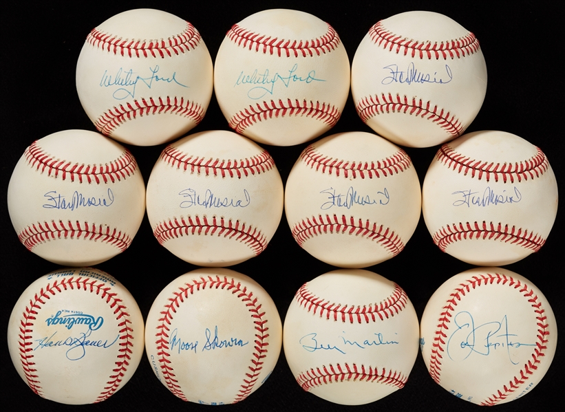 Single-Signed Baseballs Group with Billy Martin, (5) Stan Musial (20)
