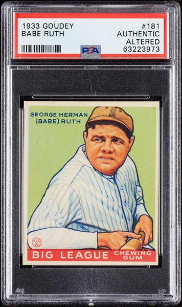 1933 Goudey Babe Ruth No. 181 PSA Authentic