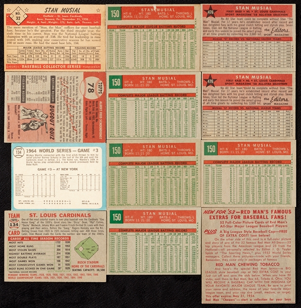 1939-75 Topps, Bowman, Play Ball, Leaf and Fleer St. Louis Cardinals Partial Team Sets, 29 Musials (196)