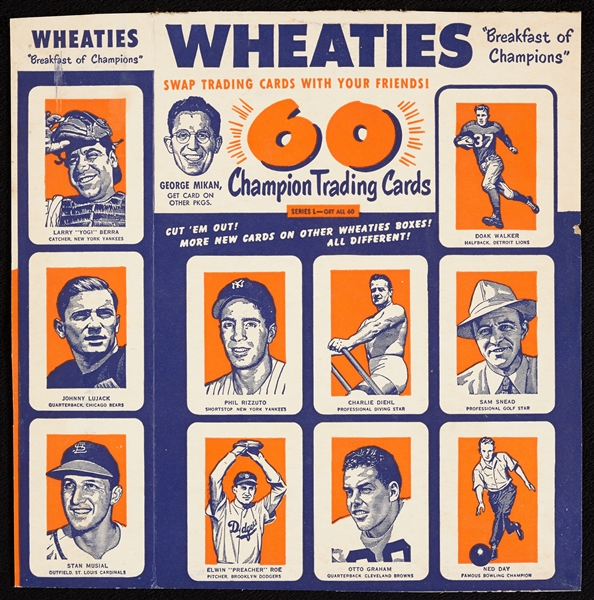 1952 Wheaties Uncut 10-Card Panel