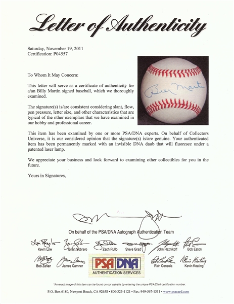 New York Yankees Single-Signed Baseball Group with Billy Martin (43)