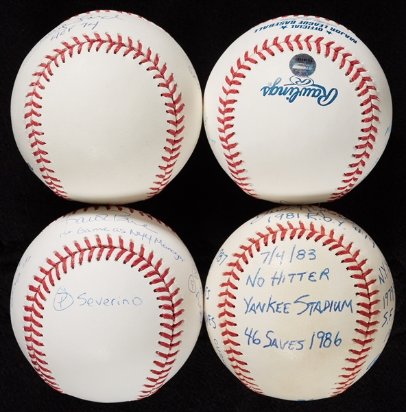 Yankees Signed STAT Balls with Ford, Pettitte, Righetti, Boone (4)