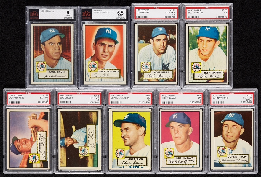 1952 Topps PSA-Graded Yankees Group with Berra, Martin, Rizzuto (18)