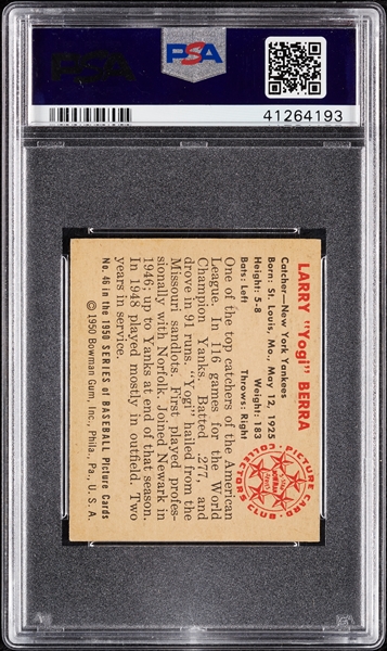 1950 Bowman Yogi Berra No. 46 PSA 6.5