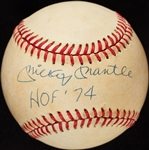 Mickey Mantle Single-Signed OAL Baseball Inscribed "HOF 74" (BAS)