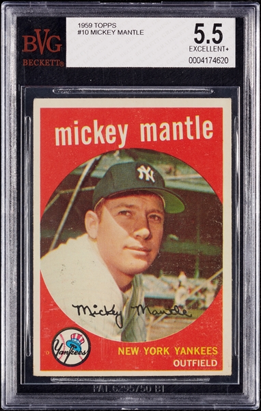 1959 Topps Mickey Mantle No. 10 BVG 5.5