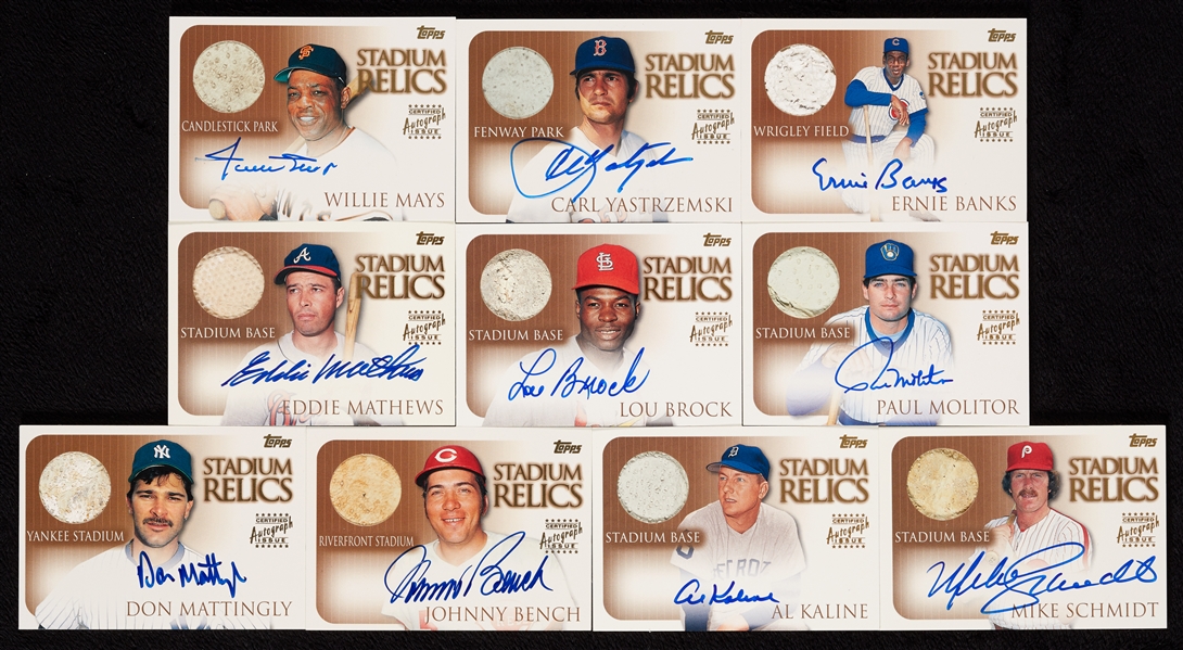 2000 Topps Stadium Relics Autographs Complete Set with Mays (10)
