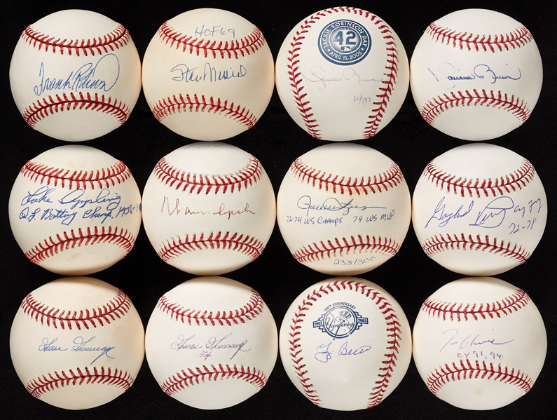 HOFer Single-Signed Baseball Collection with Rivera, Musial, Berra (24)