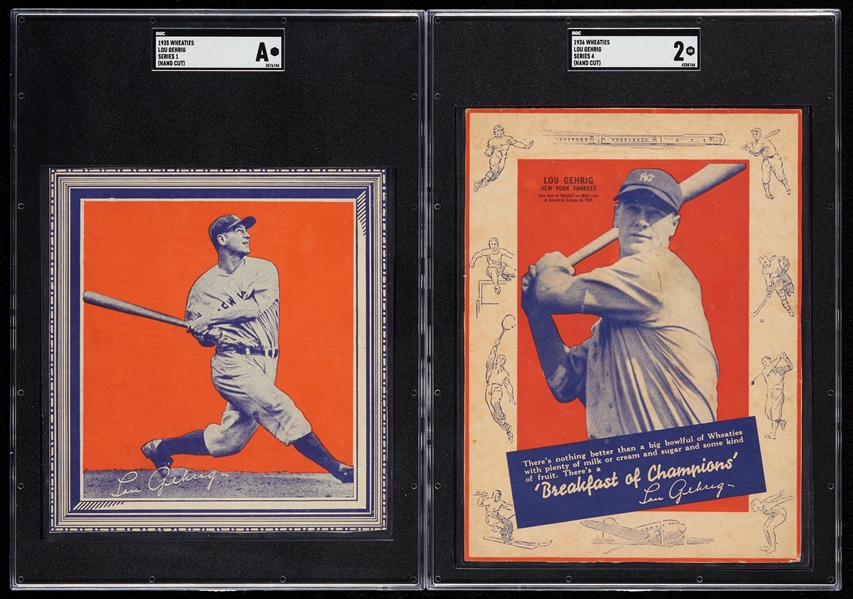 1935-39 Wheaties Baseball Series Amazing Run, Two SGC-Slabbed Gehrigs (139)