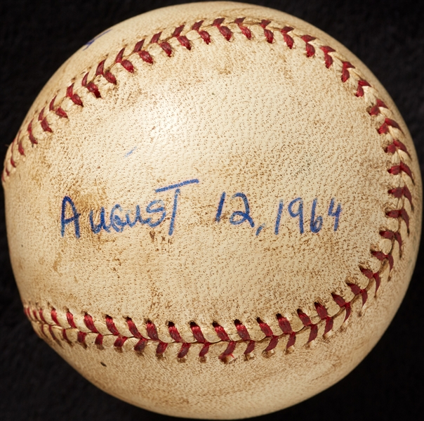 Mickey Lolich Career Win No. 17 Final Out Game-Used Baseball (8/12/1964) (BAS) (Lolich LOA)