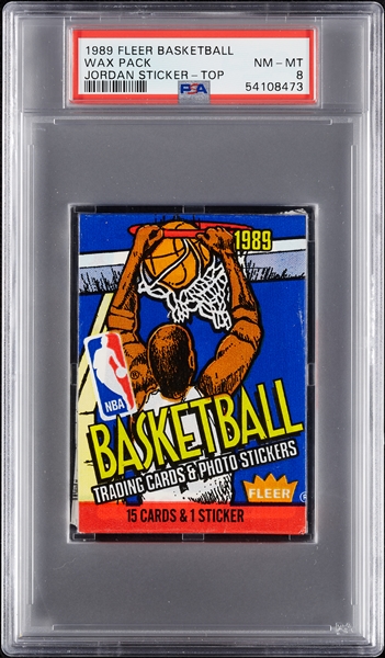 1989 Fleer Basketball Wax Pack - Michael Jordan Sticker Top (Graded PSA 8)