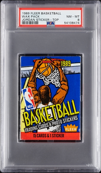 1989 Fleer Basketball Wax Pack - Michael Jordan Sticker Top (Graded PSA 8)