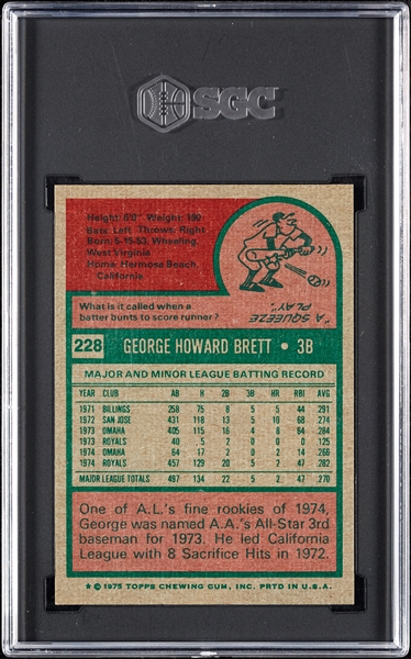 1975 Topps George Brett RC No. 228 SGC 7