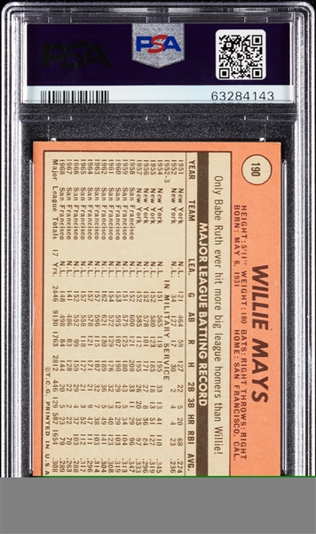 1969 Topps Willie Mays No. 190 PSA 8.5