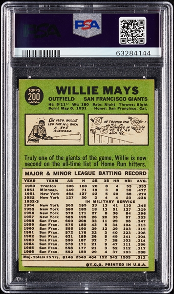 1967 Topps Willie Mays No. 200 PSA 6