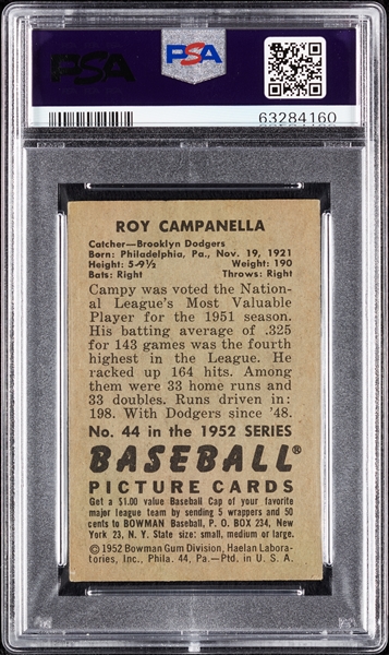 1952 Bowman Roy Campanella No. 44 PSA 4