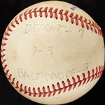 Mickey Lolich Career Win No. 110 Final Out Game-Used Baseball (7/12/1970) (BAS) (Lolich LOA)