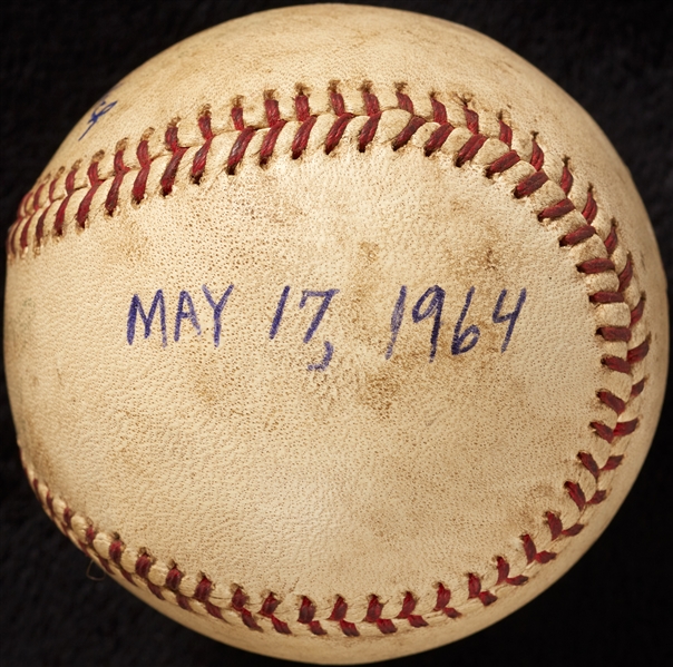 Mickey Lolich Career Win No. 9 Final Out Game-Used Baseball (5/17/1964) (BAS) (Lolich LOA)