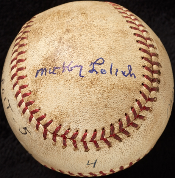Mickey Lolich Career Win No. 27 Final Out Game-Used Baseball (5/10/1965) (BAS) (Lolich LOA)
