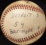 Mickey Lolich Career Win No. 27 Final Out Game-Used Baseball (5/10/1965) (BAS) (Lolich LOA)