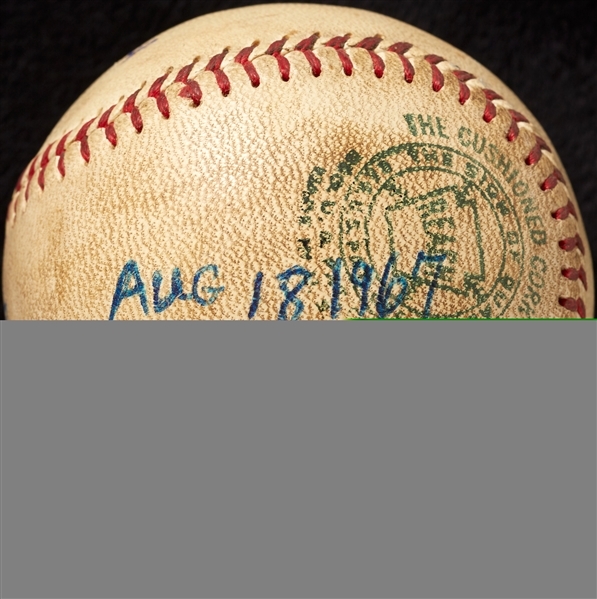Mickey Lolich Career Win No. 59 Final Out Game-Used Baseball (8/18/1967) (BAS) (Lolich LOA)