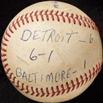Mickey Lolich Career Win No. 63 Final Out Game-Used Baseball (9/13/1967) (BAS) (Lolich LOA)