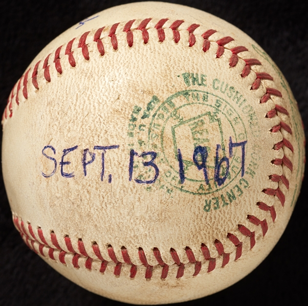 Mickey Lolich Career Win No. 63 Final Out Game-Used Baseball (9/13/1967) (BAS) (Lolich LOA)