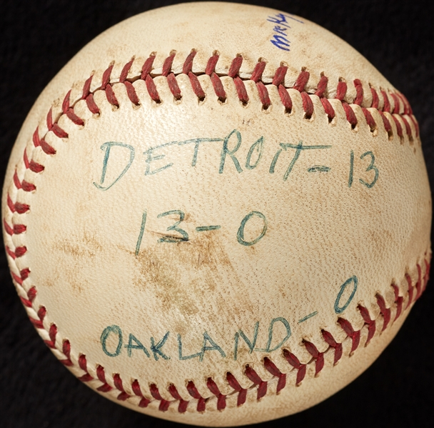 Mickey Lolich Career Win No. 81 Final Out Game-Used Baseball (9/15/1968) (BAS) (Lolich LOA)