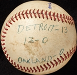 Mickey Lolich Career Win No. 81 Final Out Game-Used Baseball (9/15/1968) (BAS) (Lolich LOA)