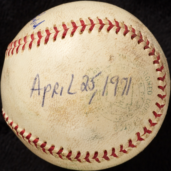 Mickey Lolich Career Win No. 119 Final Out Game-Used Baseball (4/25/1971) (BAS) (Lolich LOA)