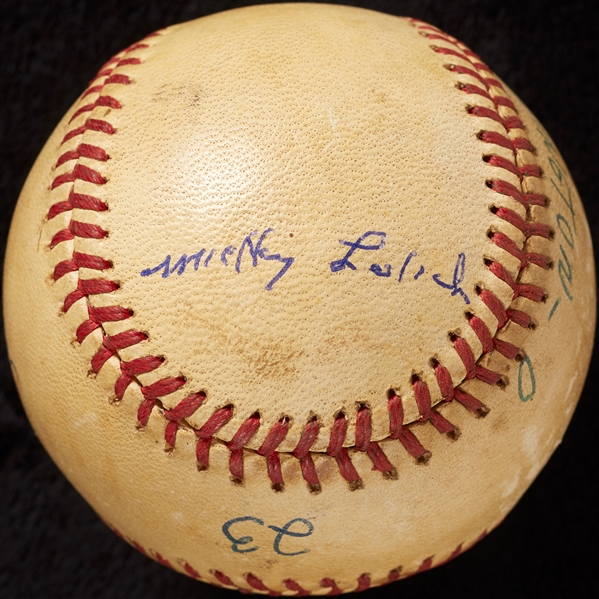 Mickey Lolich Career Win No. 139 Final Out Game-Used Baseball (9/6/1971) (BAS) (Lolich LOA)
