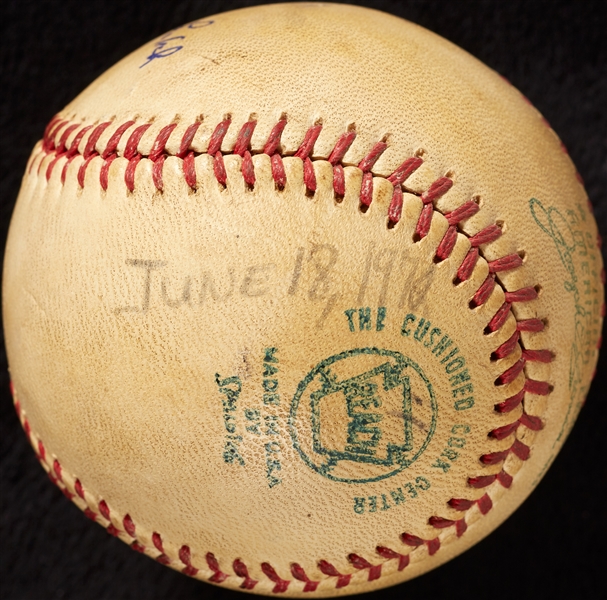Mickey Lolich Career Win No. 152 Final Out Game-Used Baseball (6/8/1972) (BAS) (Lolich LOA)