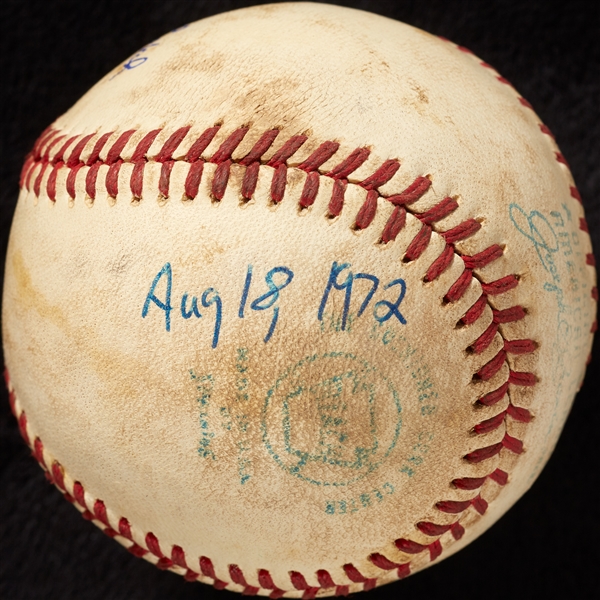Mickey Lolich Career Win No. 160 Final Out Game-Used Baseball (8/18/1972) (BAS) (Lolich LOA)