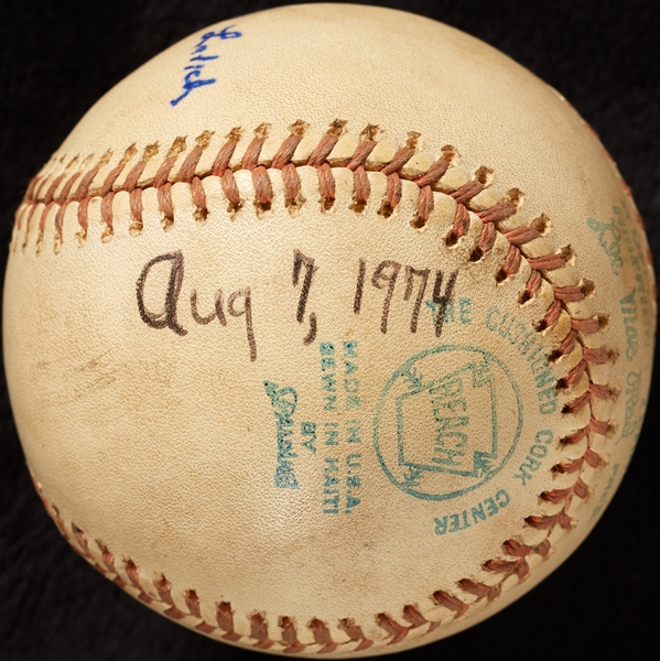 Mickey Lolich Career Win No. 191 Final Out Game-Used Baseball (8/7/1974) (BAS) (Lolich LOA)
