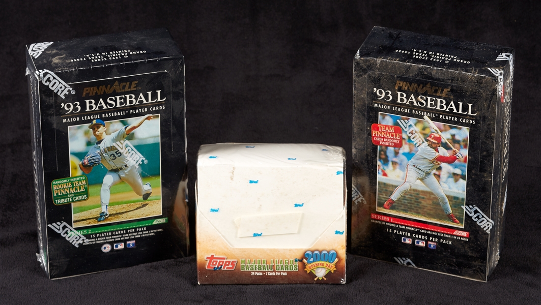1993 Pinnacle Baseball Series 1 & 2 Wax Boxes with 2000 Topps Opening Day (3)