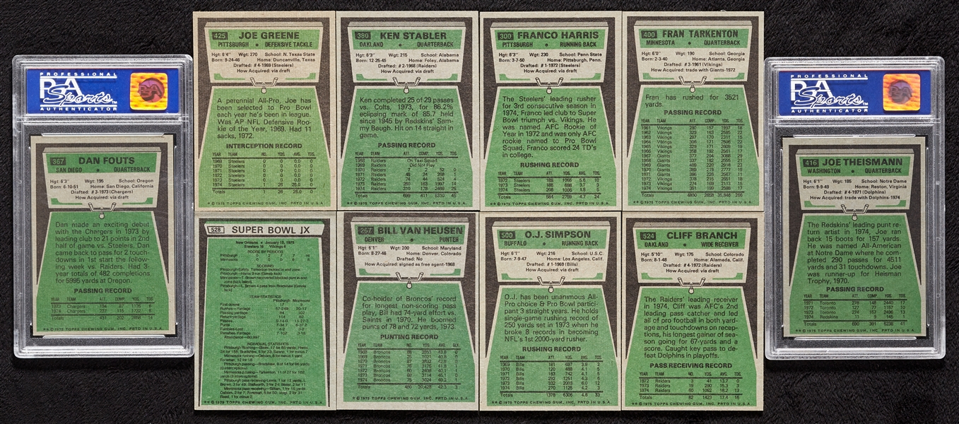 1975 Topps Football High-Grade Near Set, Fouts and Theismann PSA 8s (524/528)