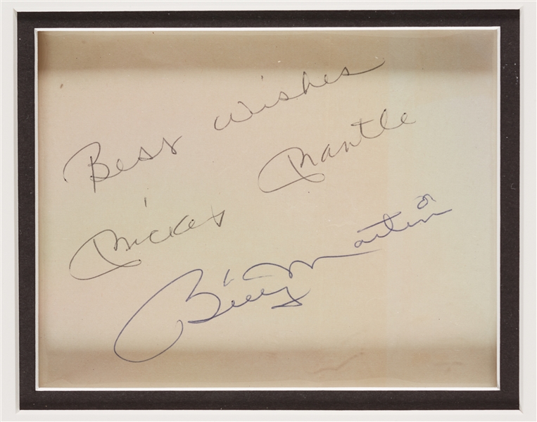 Mickey Mantle, Billy Martin & Whitey Ford Cut Signature Display (BAS)