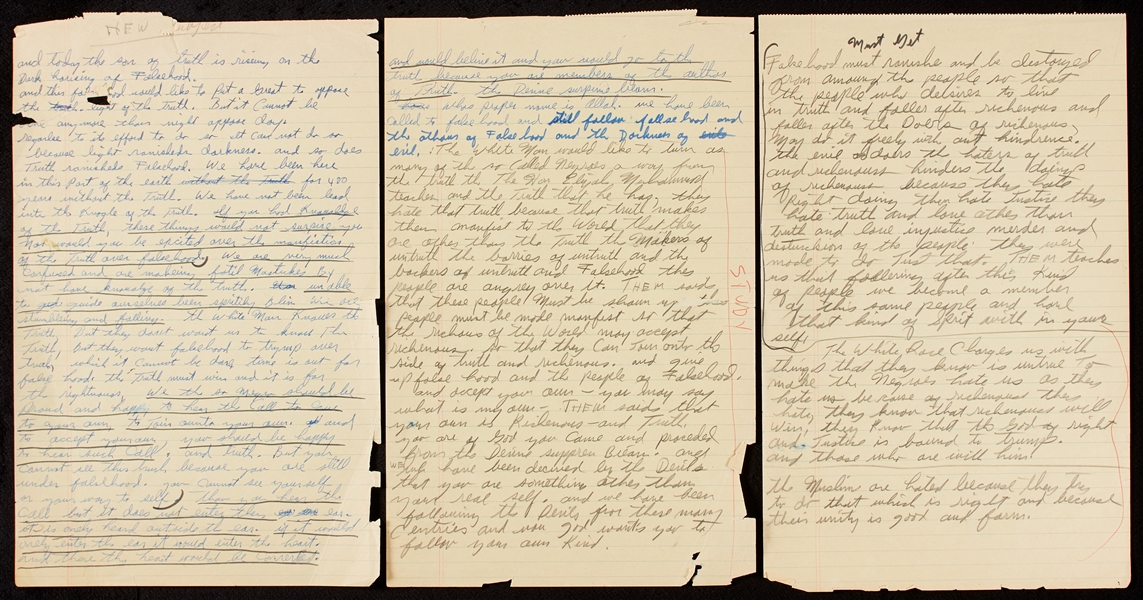 Muhammad Ali Handwritten Three-Page Notes (BAS)