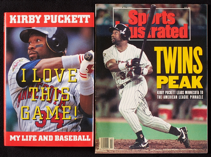 Kirby Puckett Signed Book & Sports Illustrated Magazine (2)