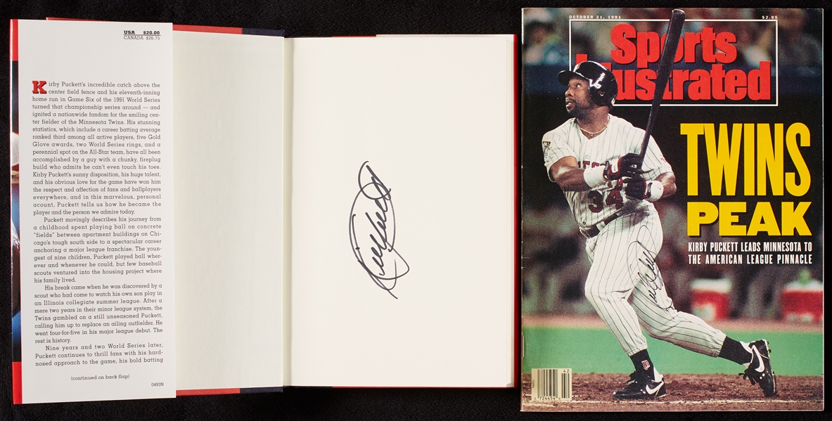 Kirby Puckett Signed Book & Sports Illustrated Magazine (2)