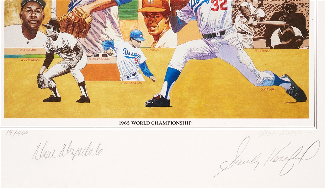 Dodgers Signed Lithos Group with Campanella, Koufax, Drysdale (3)