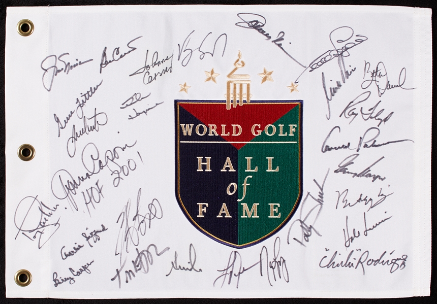 World Golf Hall of Fame Multi-Signed Flag with Nicklaus, Palmer (BAS)